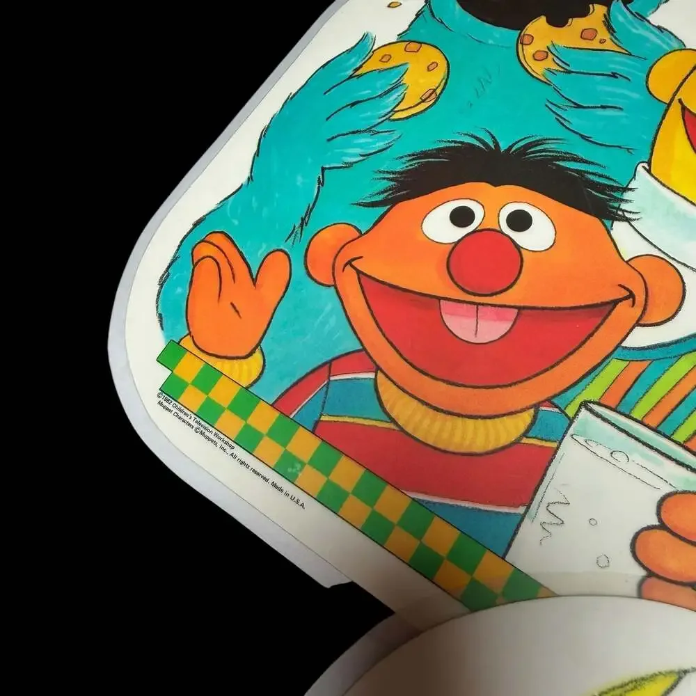 Vintage 1982 Sesame Street Educational Double-Sided Laminated Placemats 4